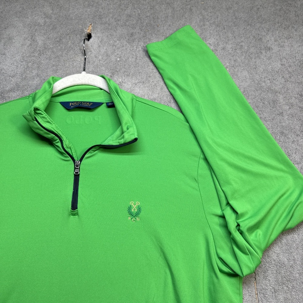 Polo Golf Ralph Lauren Men's Green Performance 1/4 Zip Pullover Large